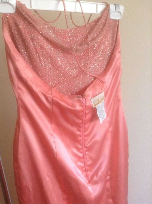 Suknia długa okolicznościowa na szelkach rozm 4/S.