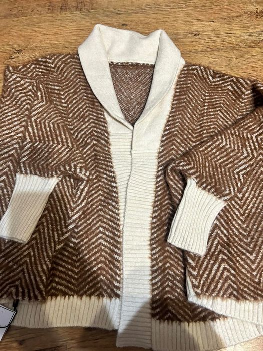Sweter kardigan alpakowy biust 200 oversize