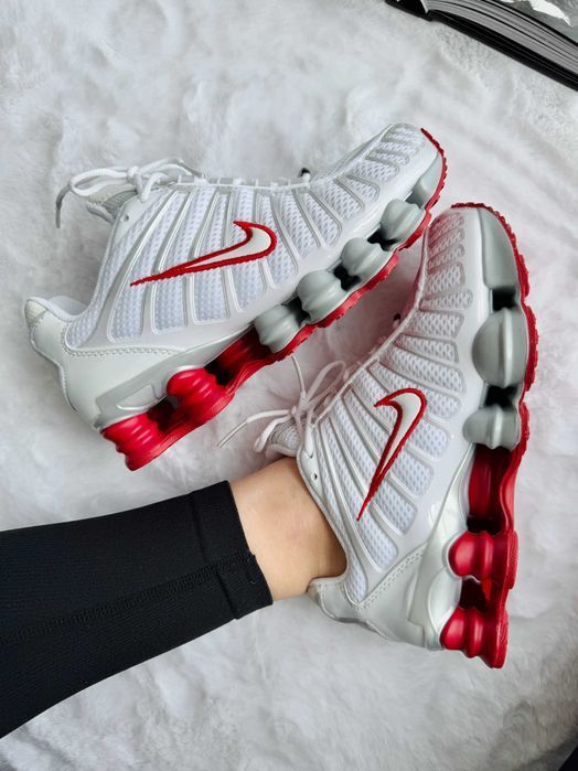 Мужские кроссовки Nike Shox TL White/Red Premium. 40-45