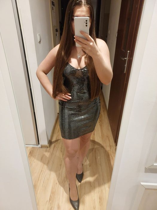 Srebrna sukienka h&m 36