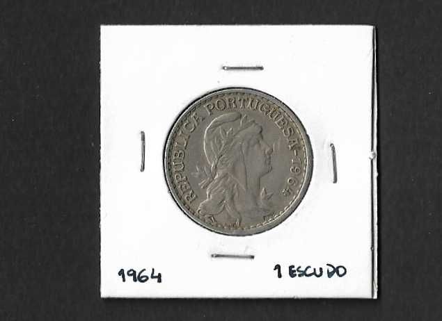 Moeda circulada 1 Escudo. Portugal 1964