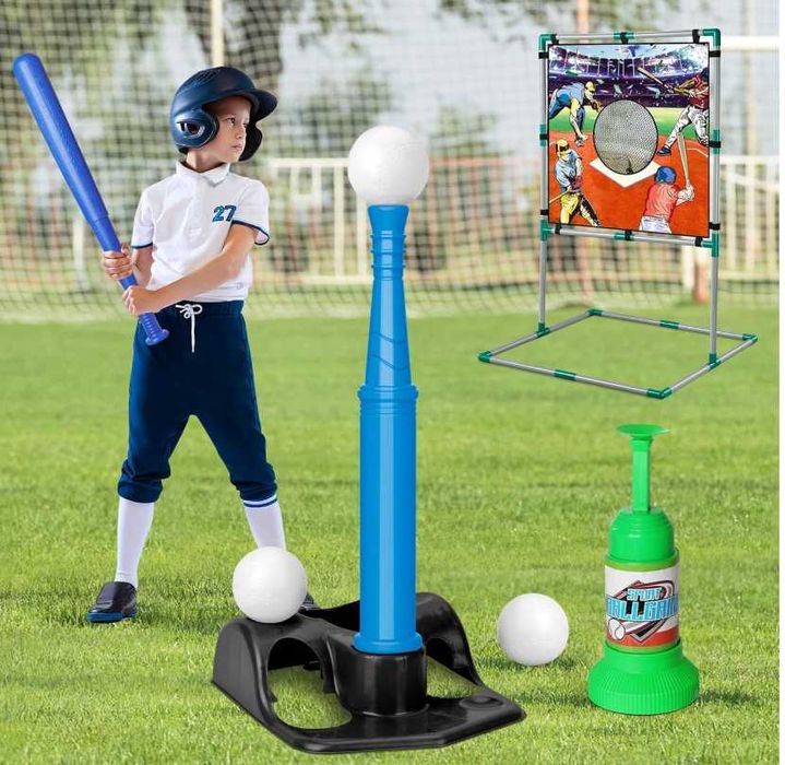 Gra w baseball zestaw treningowy dla dzieci tarcza kij piłki wyrzutnia