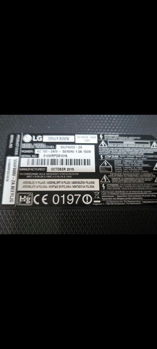 Tv LG 55UF800V uszkodzona matryca