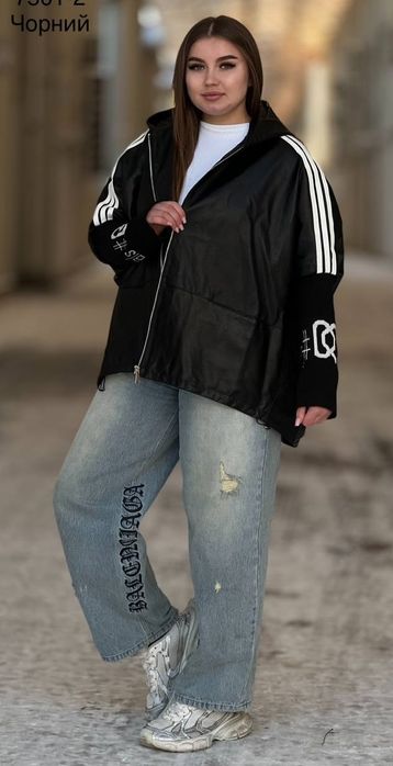 Куртка жіноча екошкіра з каптуром Куртка оверсайз, великий розмір