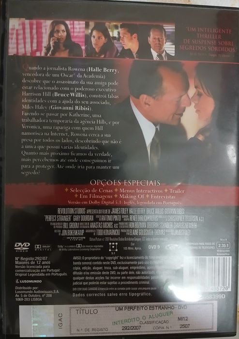 DVD Um Perfeito Estranho c/ Bruce Willis
