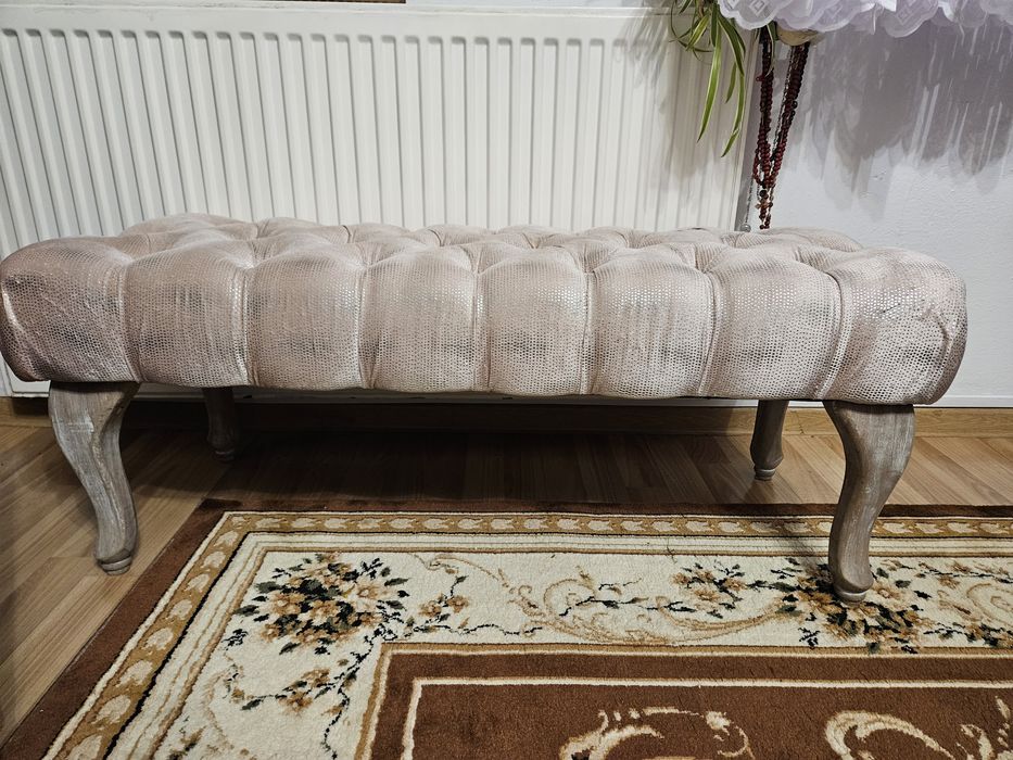 Ławka pikowana pudrowy róż