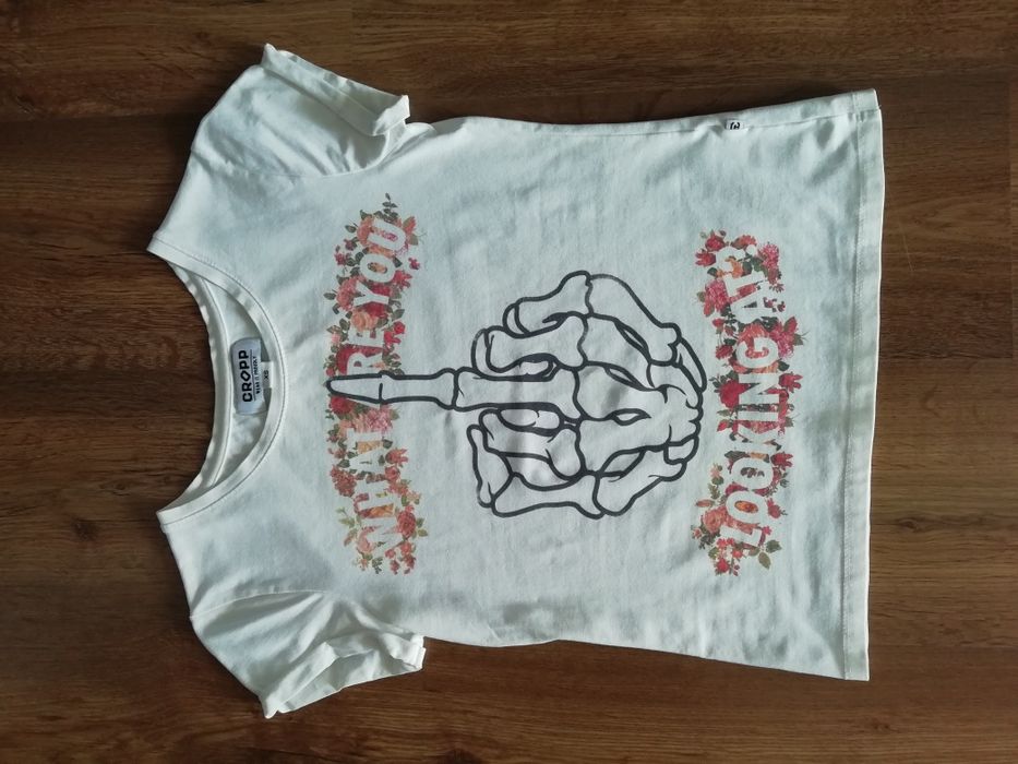 Koszulka t-shirt biala cropp