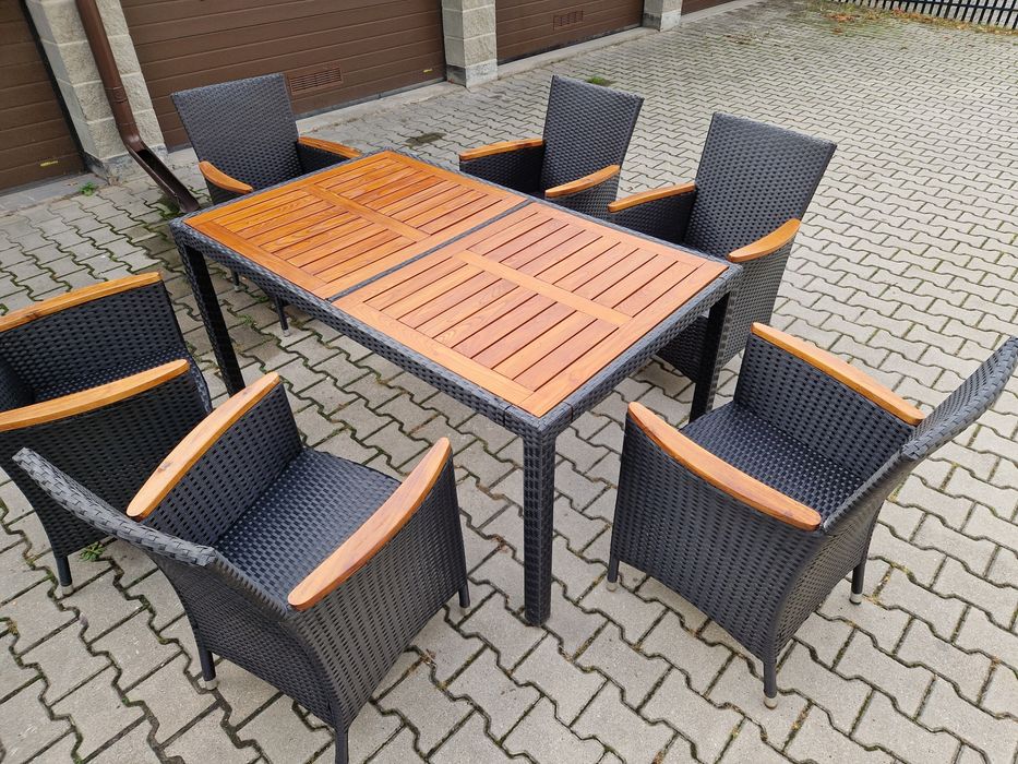 Stół ogrodowy 6 krzeseł ratanowy