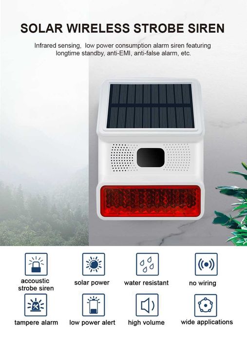Sirene Exterior Solar sem Fios / Wifi para Alarmes (NOVO)
