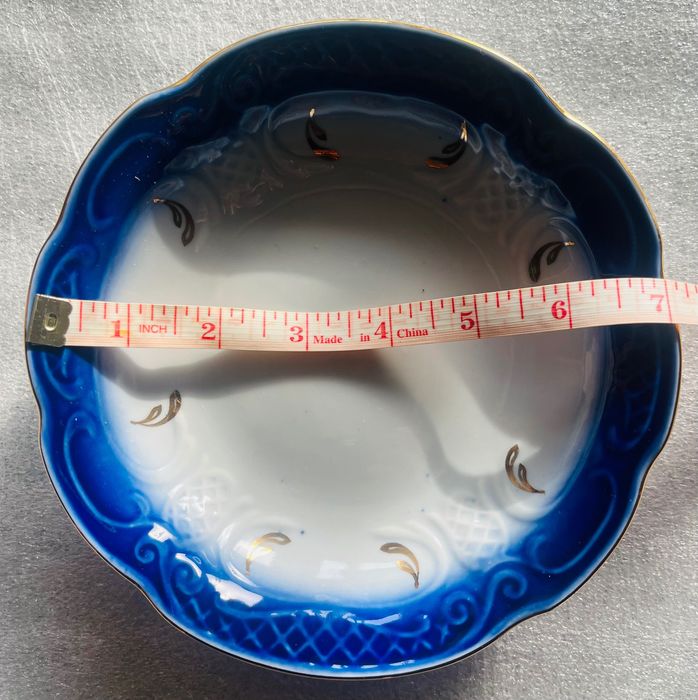 Набір вінтажних тарілок Сумський фарфоровий завод. Кобальт, позолота.