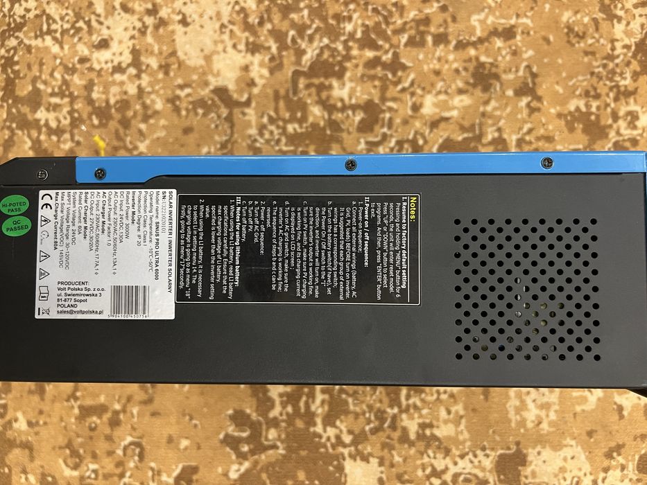 Сонячний інвертор перетворювач Voltpolska SINUS PRO ULTRA 6000 24/230 В (3/6 кВт)
