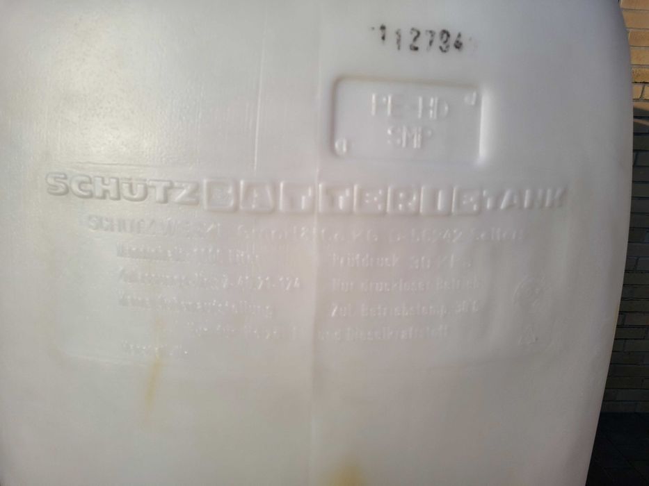 Zbiornik Schutz 1500l na olej napędowy opałowy diesel wodę deszczówkę