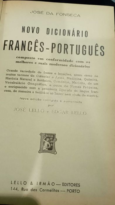 Lello (Novo dicionário Francês - Português) - José da Fonseca