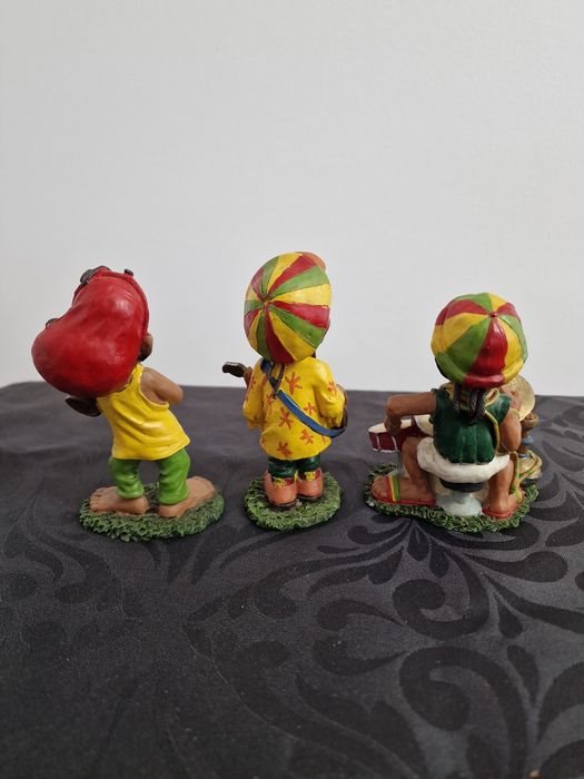 Conjunto 3 Estatuetas musicais Rasta/Reggae Vintage 12cm