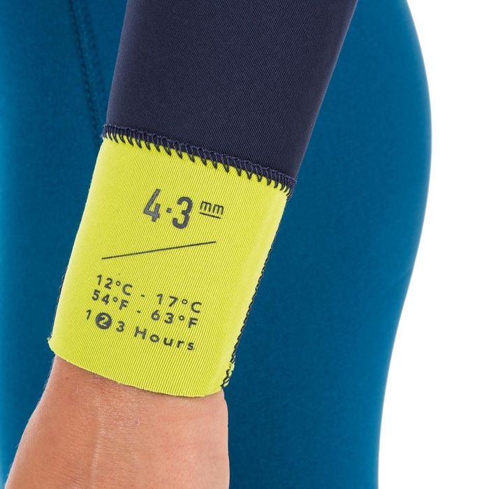 Fato de Surf 500 Neoprene 4/3 mm Criança Azul Amarelo