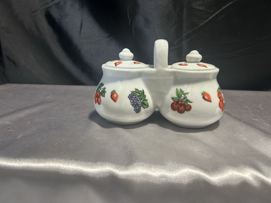 Podwójny Przyprawnik Ceramiczny z Owocowym Motywem