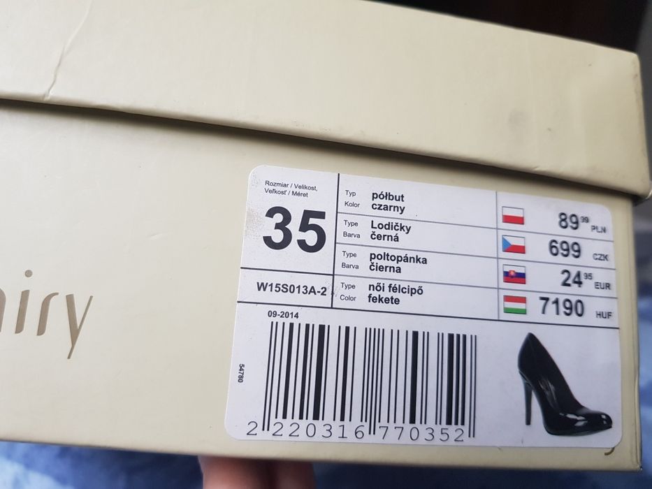 Czarne szpilki czarne Jenny Fairy CCC r. 35 lakierowane obcas 9,5cm