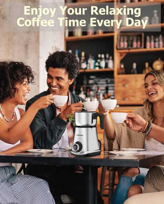 Spieniacz do mleka Juissiart 6w1 600 ml 500W inox LED automatyczny