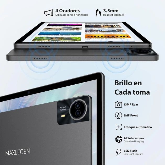 Планшет 14" 2.5K MAXLEGEN M621 12+24/256Gb 4G 2-SIM 8 ядер Android 14 11580 mAh