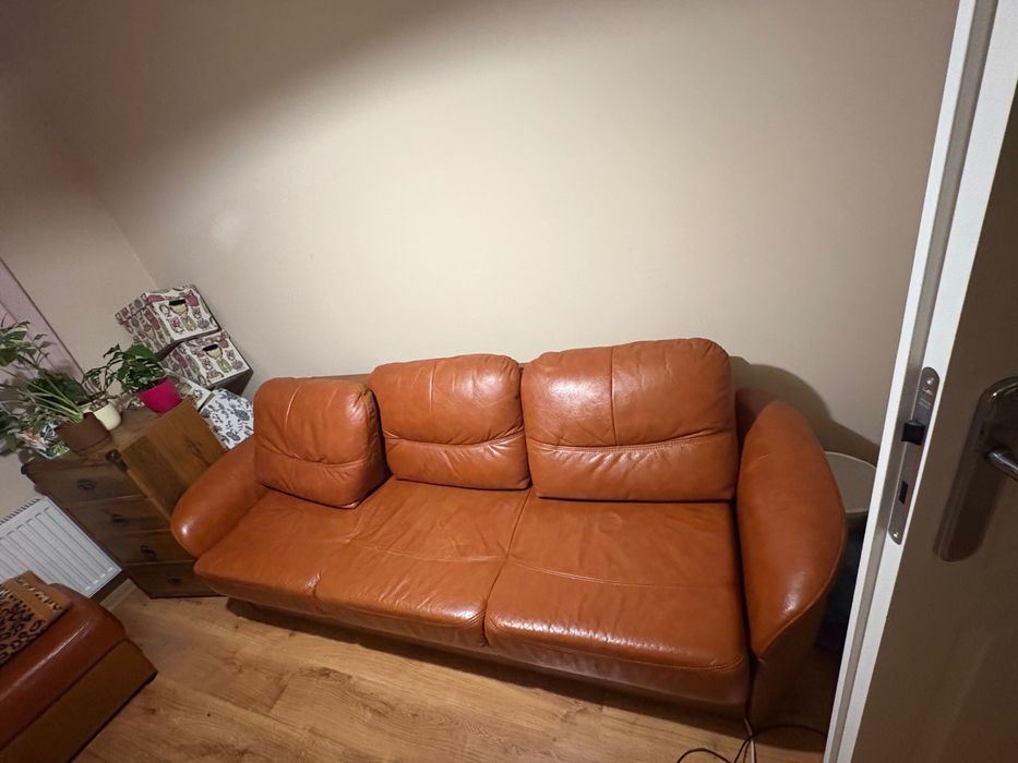 REZERWACJA DO WTORKU Oddam kanapę skóra naturalna