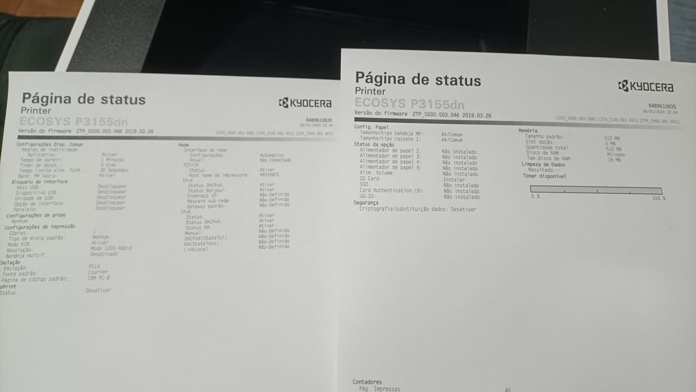 Impressora laser - Kyocera Ecosys P3155dn (NOVA)