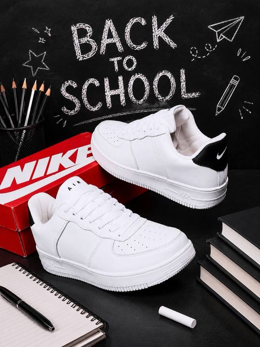 Кроссовки Nike air force белые / кожаные красовки найк / Топ цена ! Успей к школе / молодежные кросовки найк / размеры 40-45 / форсы удобные / force