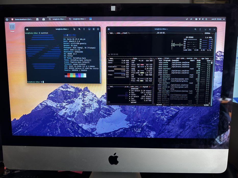 Apple iMac 21,5” (2012) | SSD 128 GB | 8 GB RAM | Linux instalado