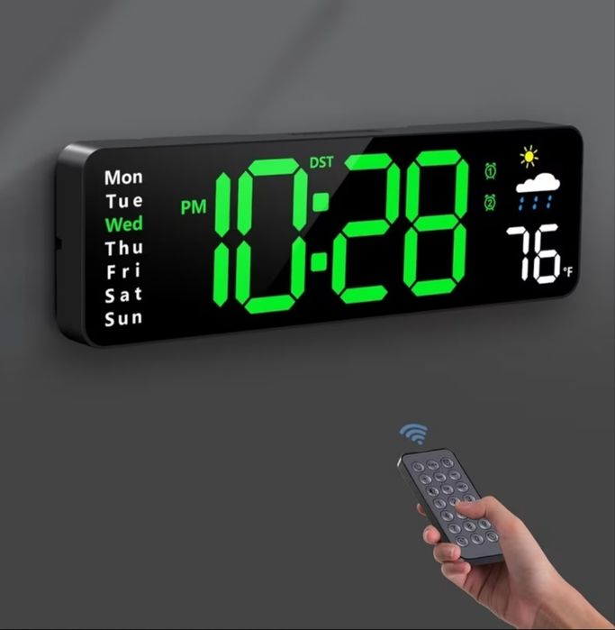 Великий LED годинник DS-6656 з пультом керування