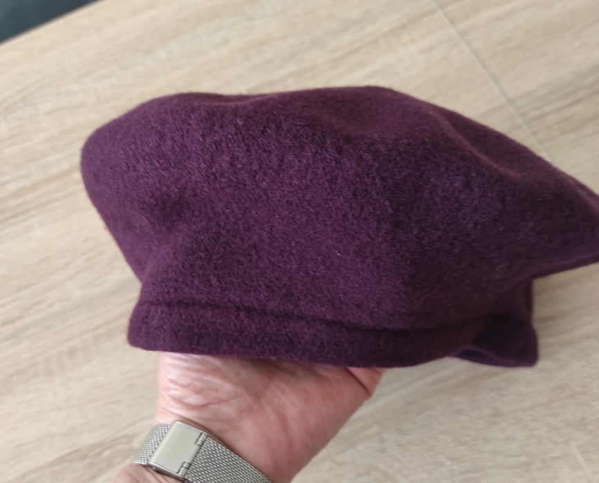 Beret fioletowy Wełna 100%