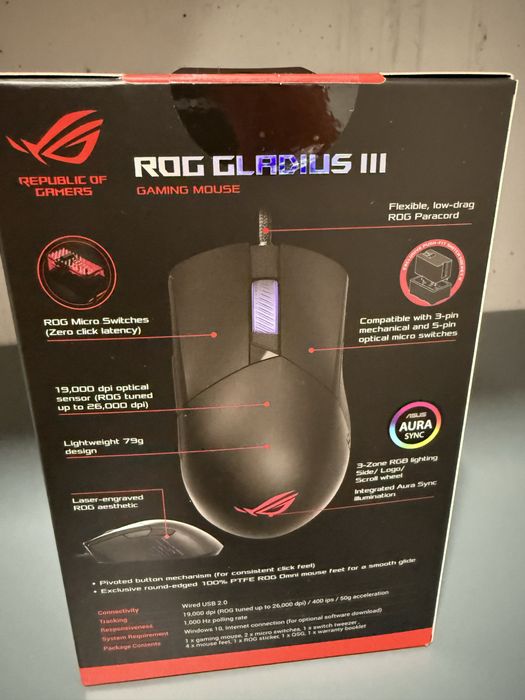 Нова ігрова миша Asus ROG Gladius III USB Black (90MP0270-BMUA00)