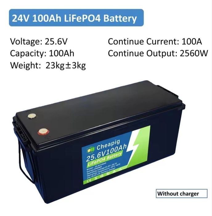 Акумулятор Cheapig LiFePO4 24 V 100 Ah