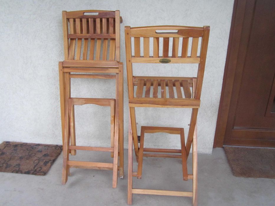 Składane Krzesła Barowe 2 Szt. lite drewno tekowe