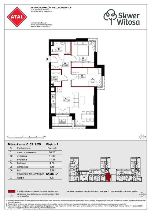 3-pokojowe mieszkanie 65m2 + loggia