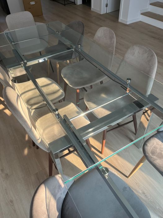 Mesa de vidro extensível 10 lugares