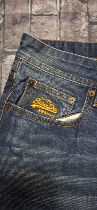 Superdry spodenki jeansowe męskie, szorty, logo, dżinsowe premium