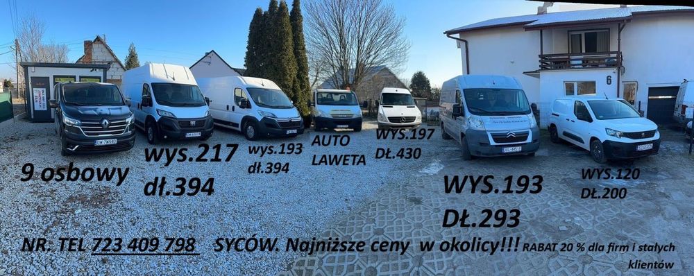 Wynajm Wypożyczalnia samochodów osobowyc lawt autolaweta bus na EUROPĘ