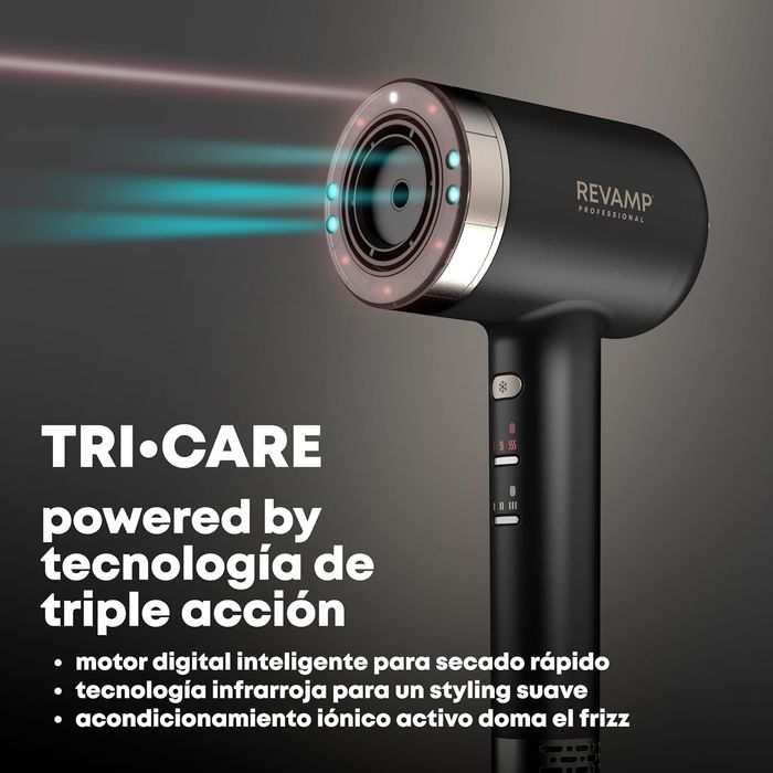 Secador de Cabelo Profissional REVAMP Tri-Care com Luz Infravermelha