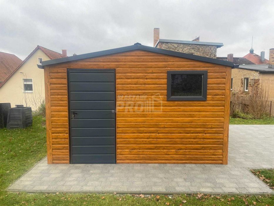 Schowekogrodowy 4x4m okno rynny  Blachodachówka dach dwuspadowy GP529