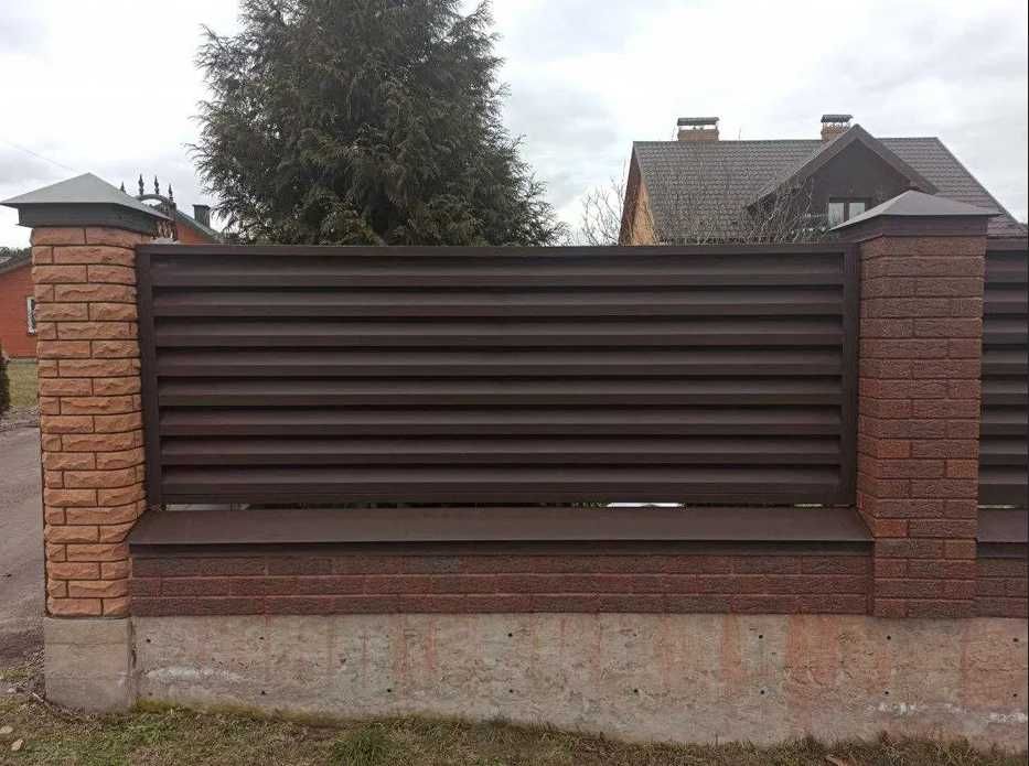 Паркан (Профіль, Штахети, Ранчо), Кришки на стовбці, Парапети на бетон, фото 3