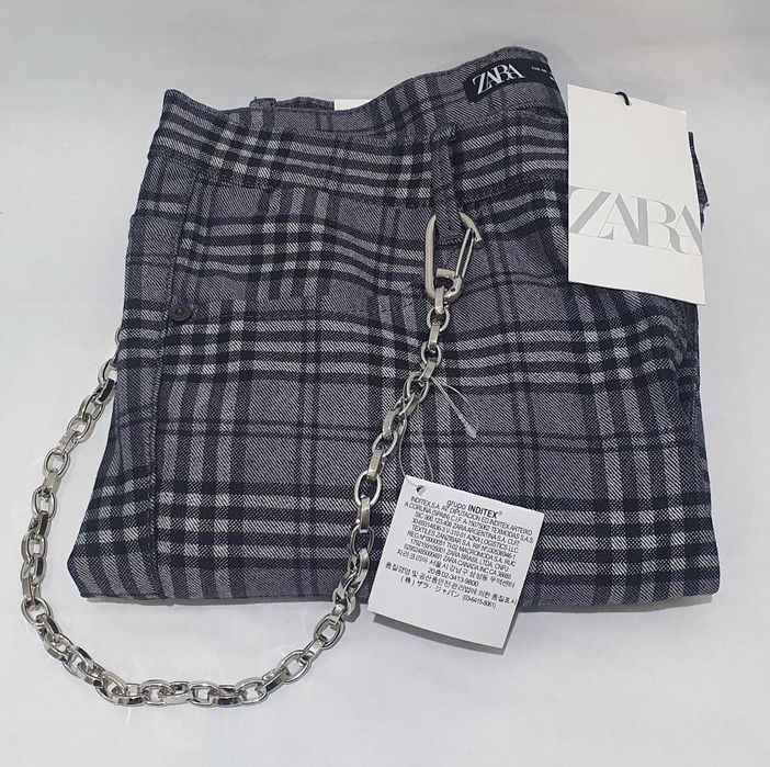 Чоловічі штани скині сірі в клітинку ZARA Man