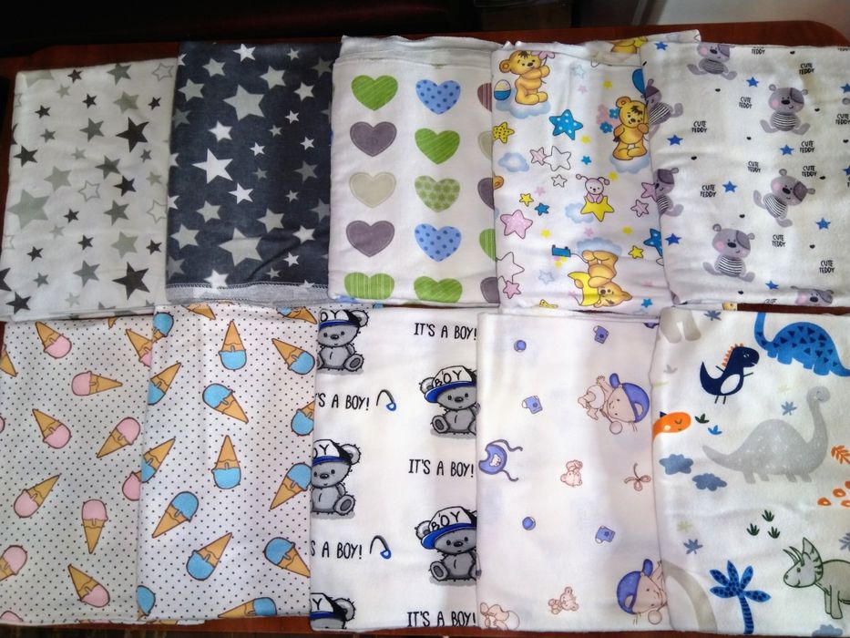 пелёнки детские байковые, бязь (хлопок), есть байка, ситец .110*90 см.