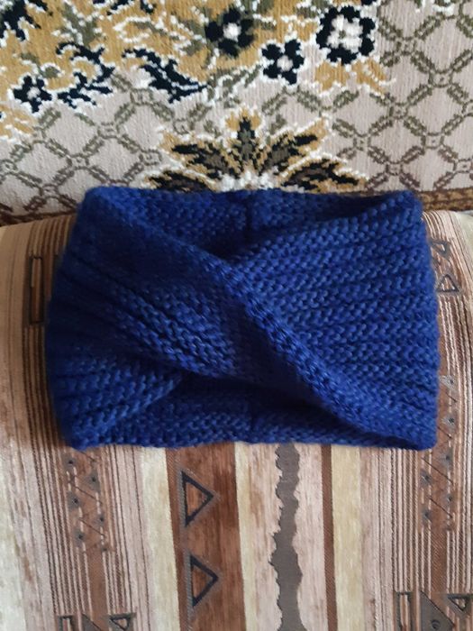 Купити Шарф-снуд в'язаний, новий, темно-синій, поліакрил