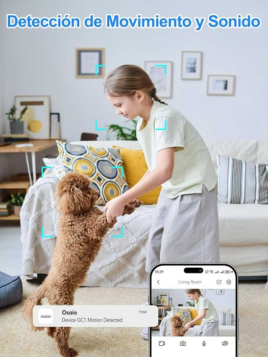 Câmara de vigilância WiFi interior 2K, 3 MP, monitor para bebés e animais de estimação, áudio bidirecional, visão noturna, deteção de movimento e som