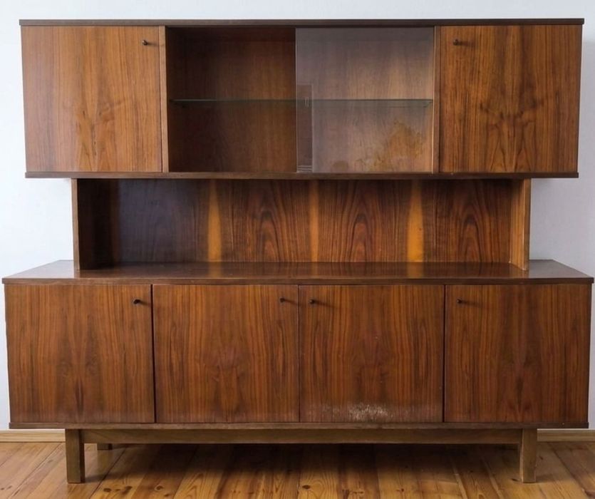 Kredens prl vintage wysoki połysk drewno komoda