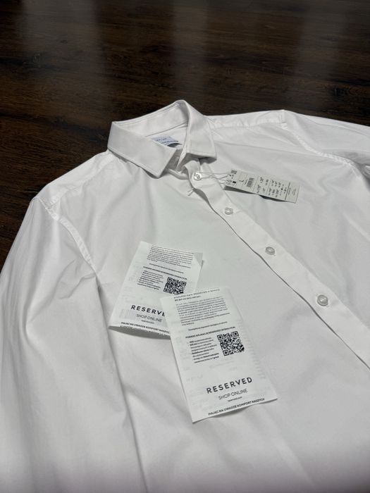 Koszula Męska Reserved Biała White Slim Fit Elegancka Klasyczna Basic