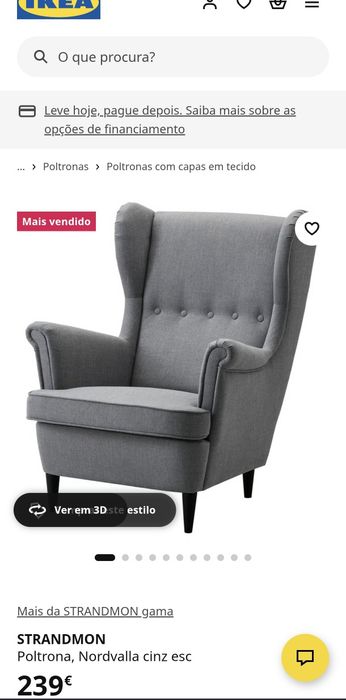 Poltrona IKEA Strandmon cinza