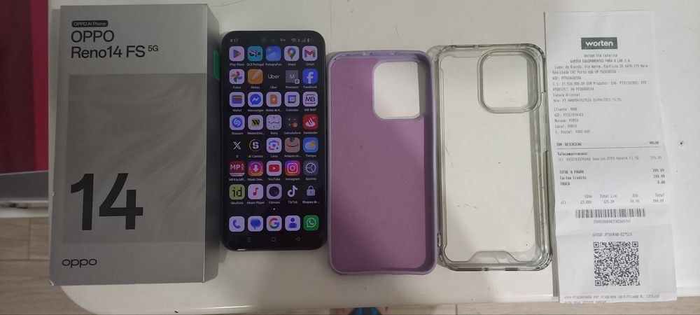 Estou vendendo um OPPO Reno 14 fs 5g com 12GB de RAM e 512MB