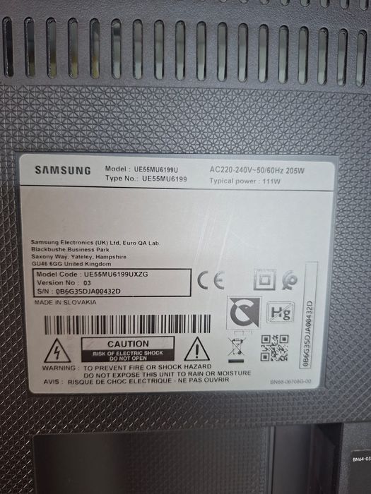Smart TV Samsung 55 cali 4K UltraHD DVB-T2 HEVC Wi-Fi