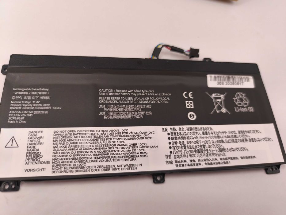 bateria do laptopa 11,4v 3,90 ah 44wh 3460mah asm p/n 45n1742