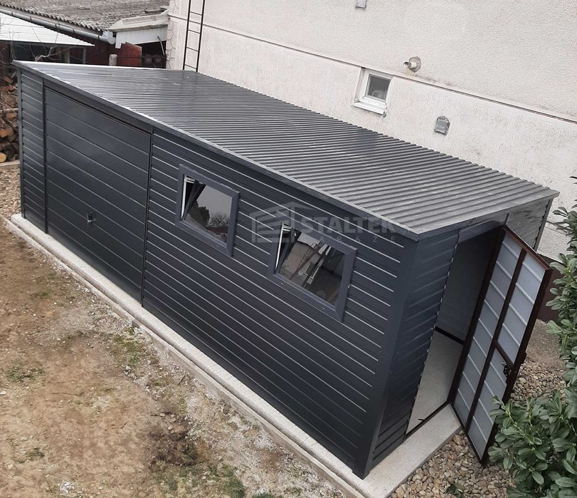 Schowek - Domek Ogrodowy 6x3 Brama okno drzwi dach spad w tył ST106